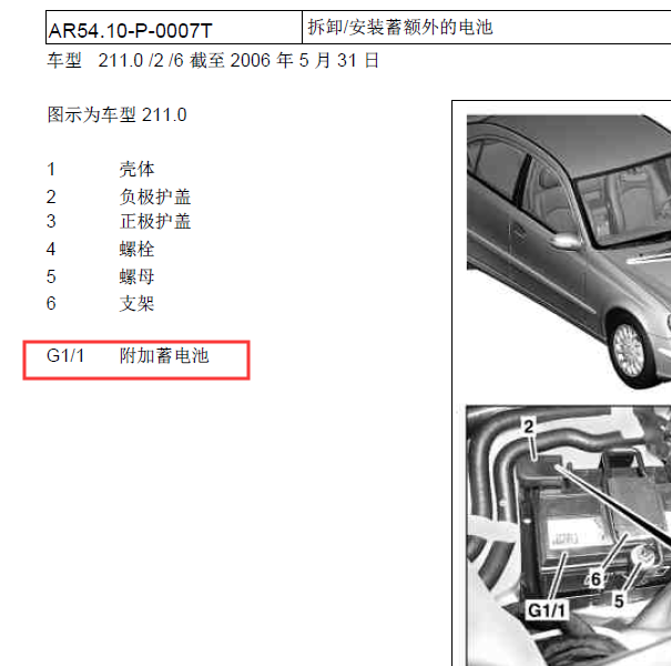 2003年奔驰E230附加蓄电位置.