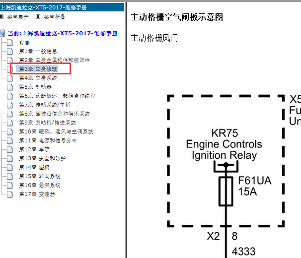 17年凯迪拉克XT5主动格栅线路图