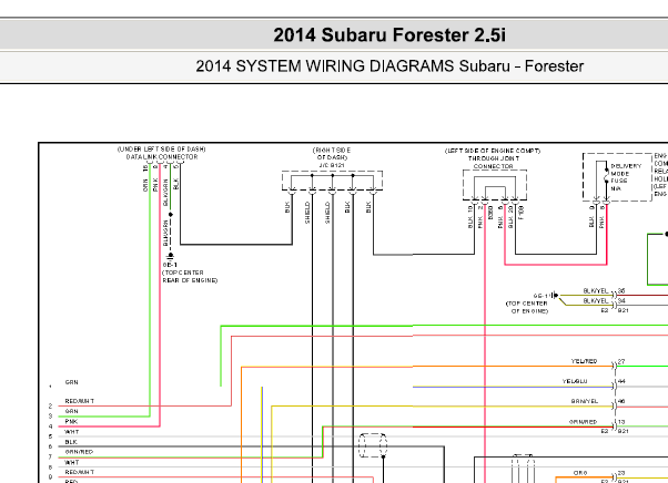 2014年斯巴鲁森林人发动机电路图