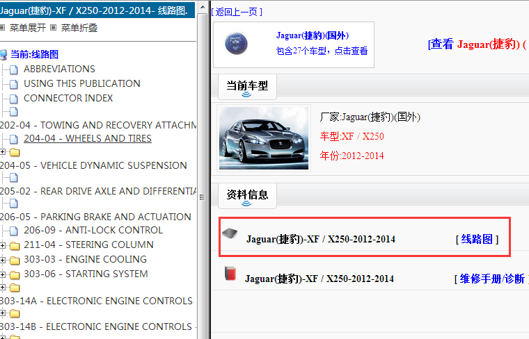 2012-2014年捷豹XF电路图