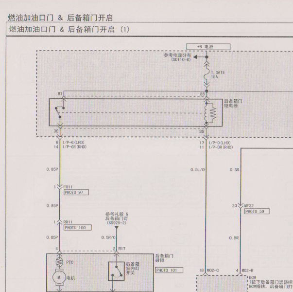 2007年起亚佳乐油箱开启电路图