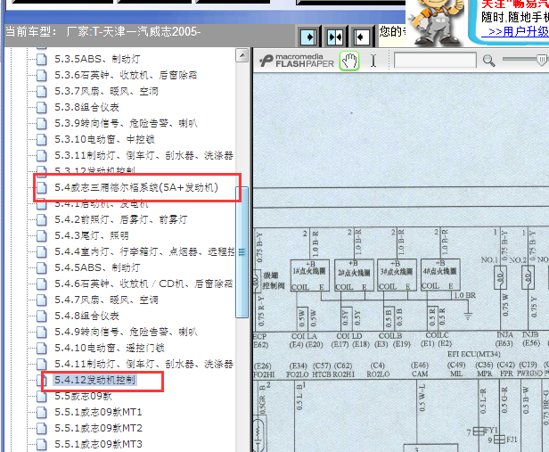 天津一汽威志5A+发动机电路图