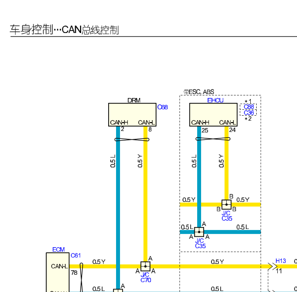 2017年江西五十铃D-MAX车身模块CAN通讯电路