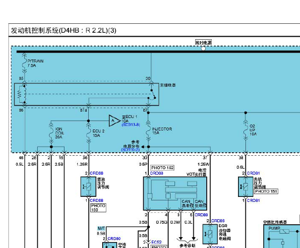 2013年起亚威客D4HB 发动机电路图