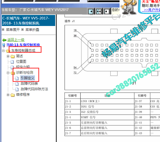 2017年长城VV5车身针脚资料