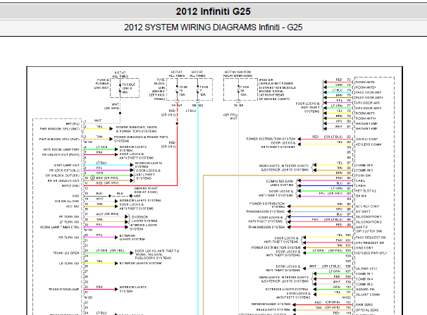 2012年英菲尼迪G25车身电路图