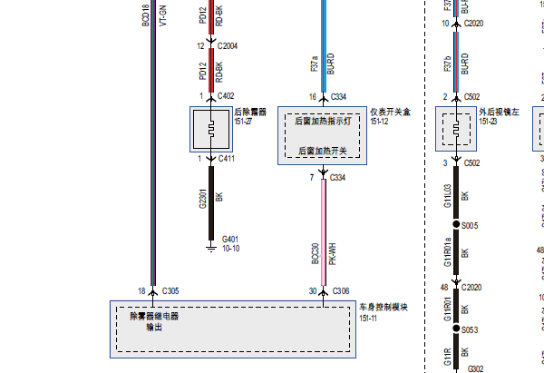 2019年福特领界车身相关电路图