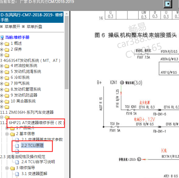 2019年东风风行CM7变速箱电磁阀电路图