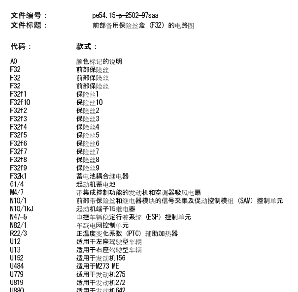 2011年奔驰S65L前部保险丝盒电路图