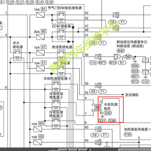 2007-2009年日常骊威冷却风扇电路图