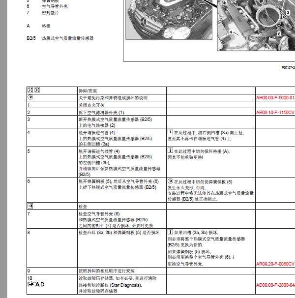 2013年奔驰GLK300空气流量计.