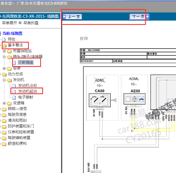2015年雪铁龙C3-XR can线电路图