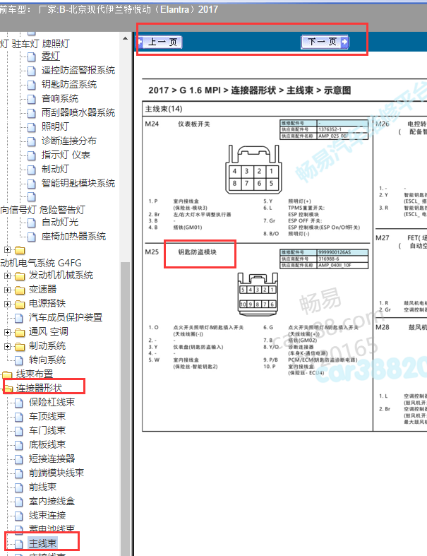 17年北京现代悦动防盗控制模块针脚