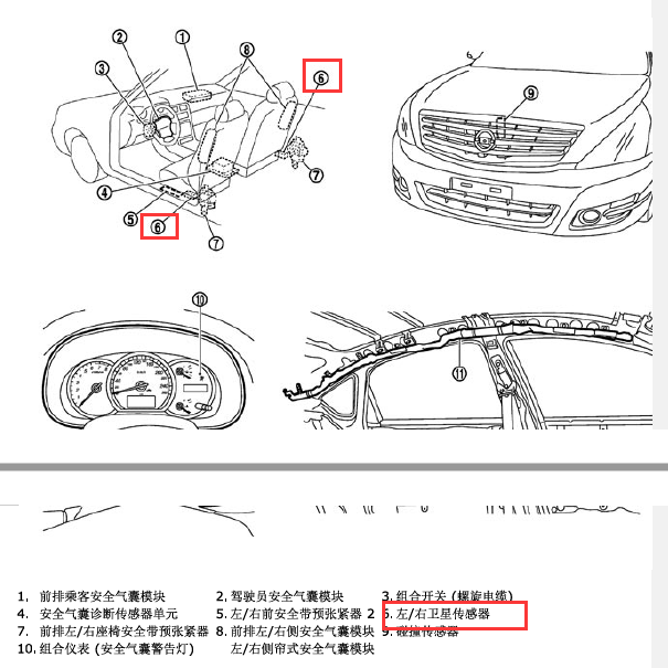 日产天籁卫星传感器位置