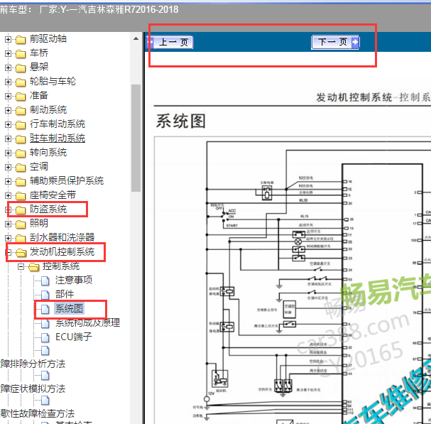 2016-2018年一汽吉林森雅R7的发动机电路