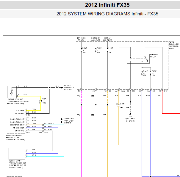 2012年英菲尼迪FX35空调电路图
