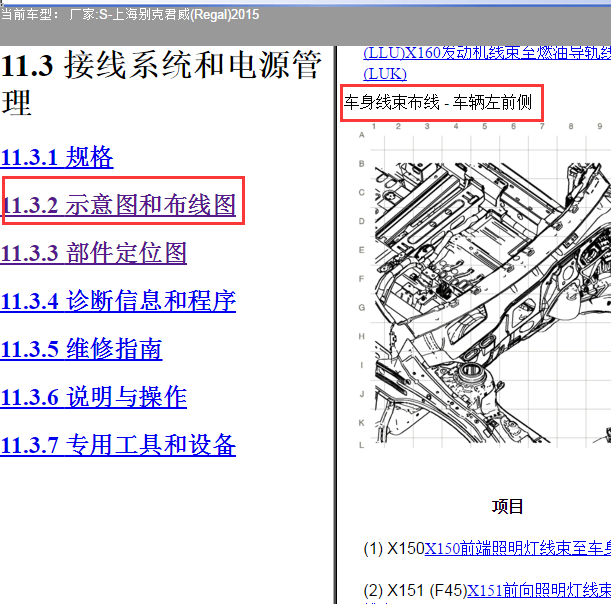 2015年别克君威车身线束布置