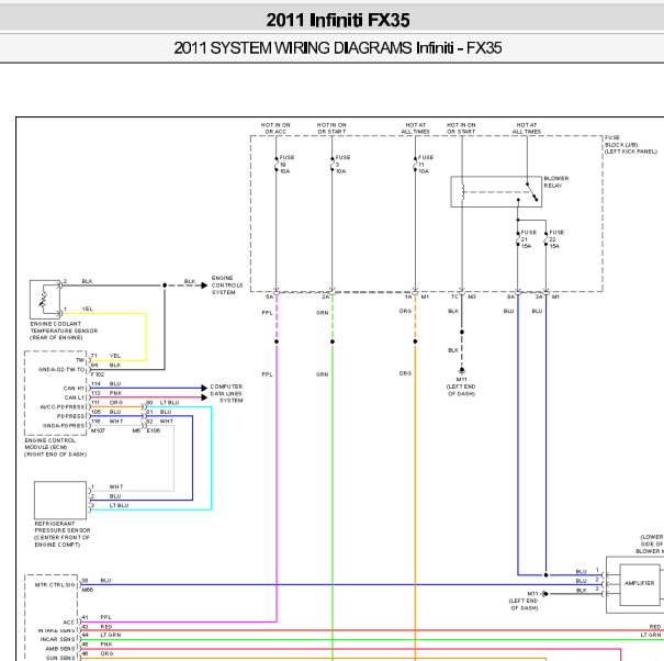 2011年英菲尼迪FX35空调电路图