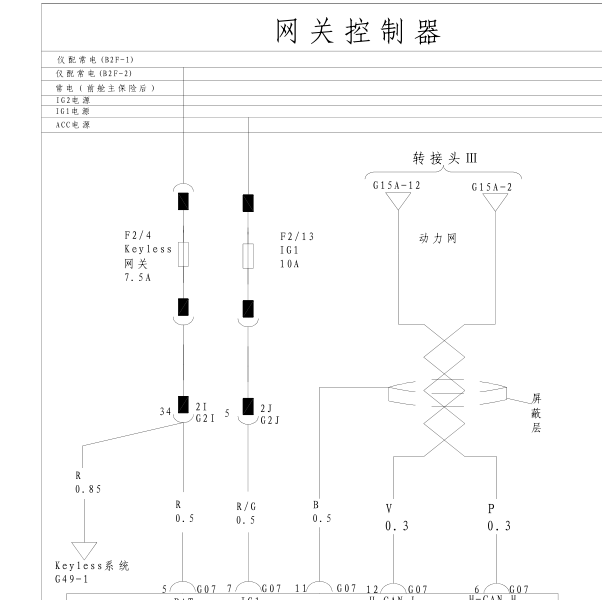 2014年比亚迪速锐网关电路图