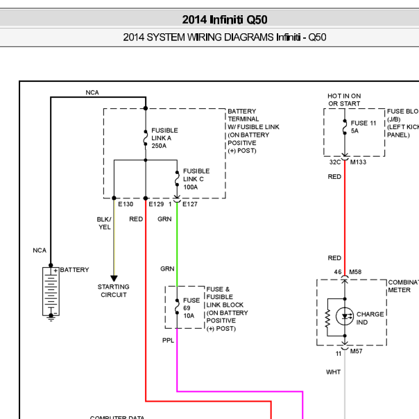 2014年英菲尼迪Q50启动电路图