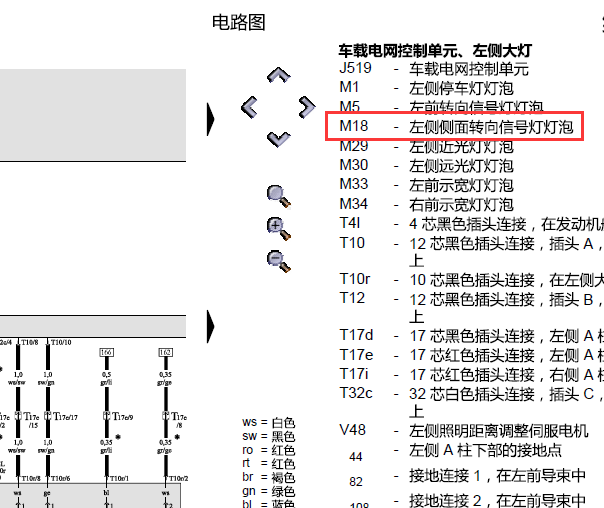 奥迪A6转向灯电路图