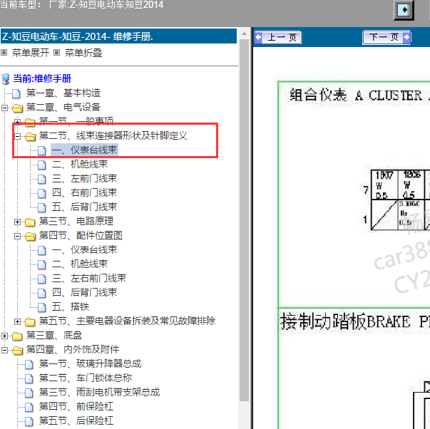 2014年知豆电动车仪表针脚