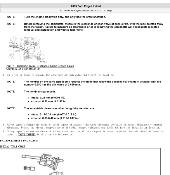2013年福特锐界2.0发动机维修资料