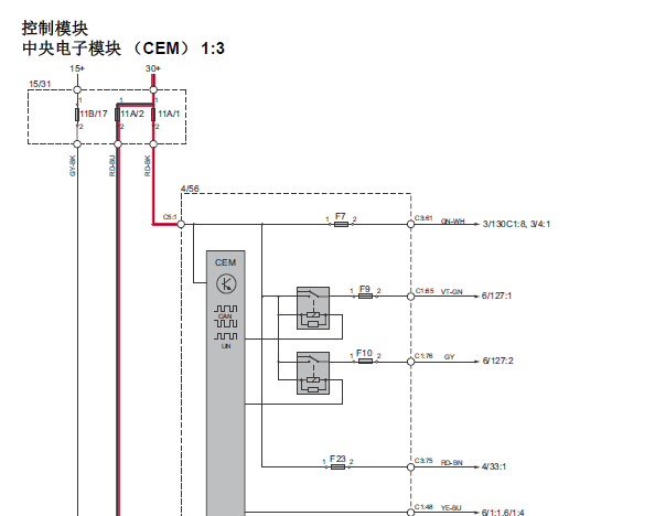 2014年沃尔沃XC60发动机和中央电子模块电路图