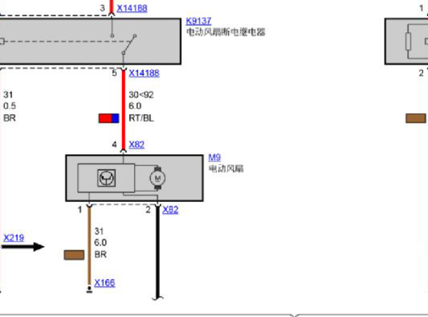 2012款宝马X1冷却风扇控制电路图