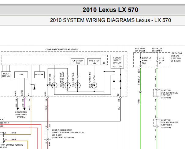 10年雷克萨斯LX570档位开关相关线路图