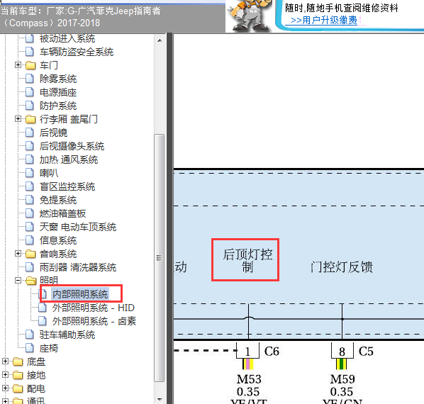 2017-2018年吉普指南者内部灯光电路图