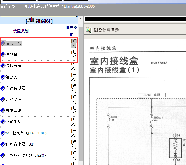2006年北京现代伊兰特保险丝电路图