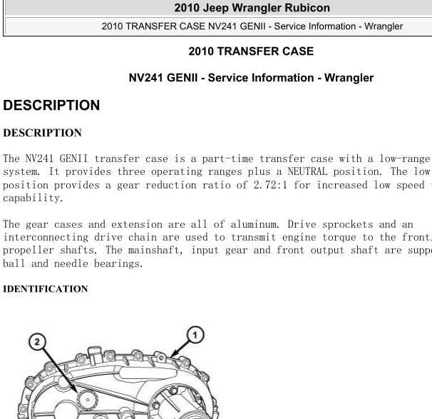 2010年JEEP牧马人分动箱维修手册