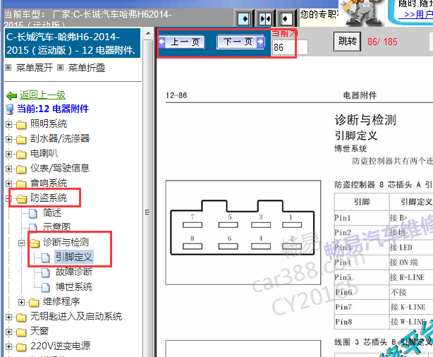 2014-2015年哈弗H6防盗针脚资料