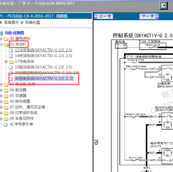 2016年马自达CX4 2.0 发动机电路图