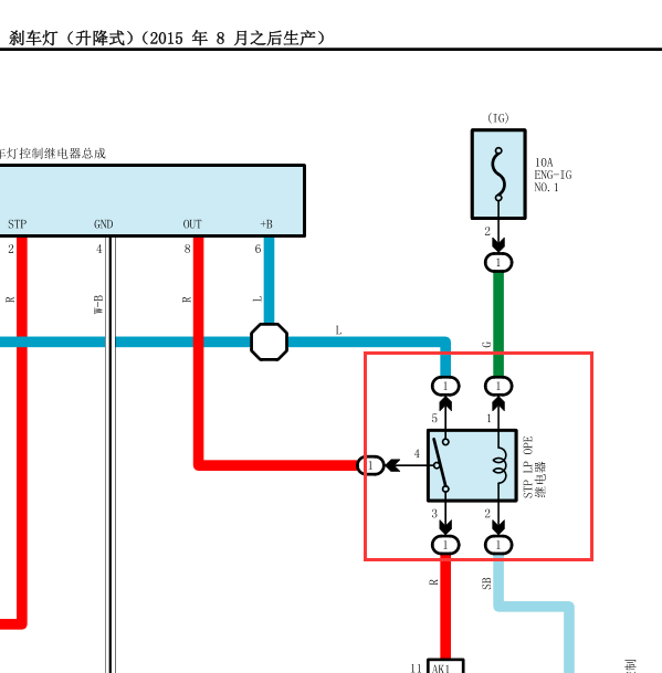 2016年酷路泽刹车灯继电器电路图
