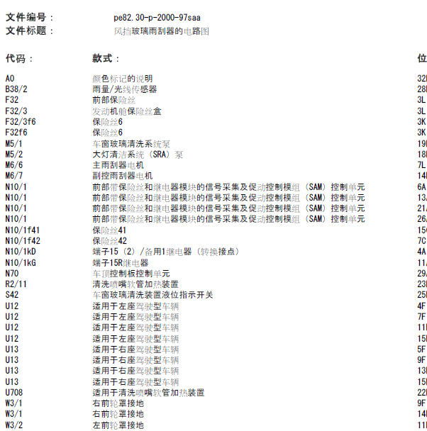 2010年奔驰S350风挡玻璃雨刮器的电路图