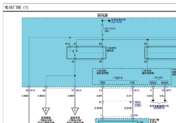 北京现代索纳塔电动门锁电路图