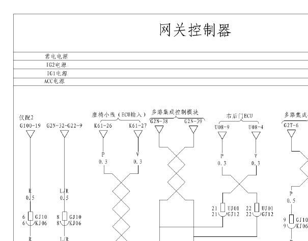 2013年比亚迪思锐网关电路图