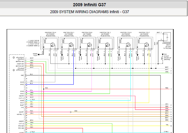 2009年英菲尼迪G37发动机电路图