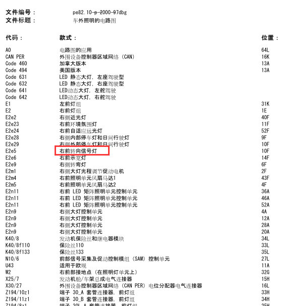 19年奔驰E300L转向灯电路图