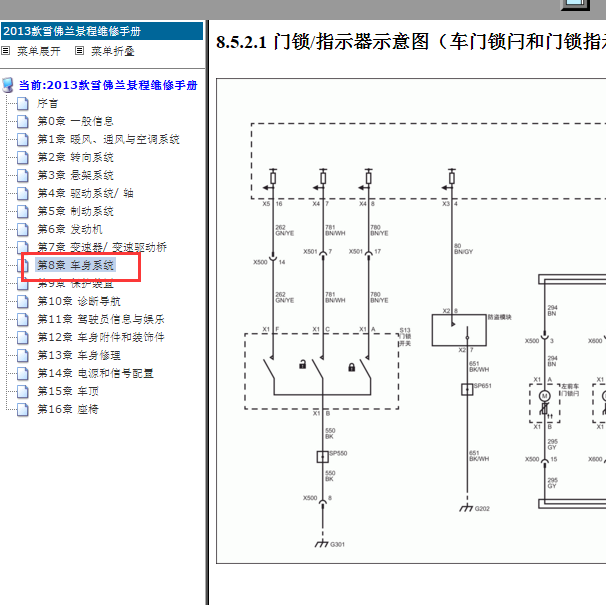 2013年雪佛兰景程车身电路图