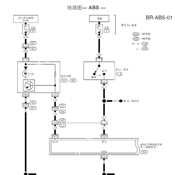 郑州日产皮卡ABS 电路图