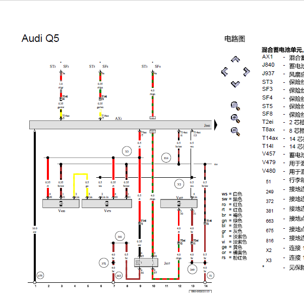 2012年奥迪Q5高压系统电路图