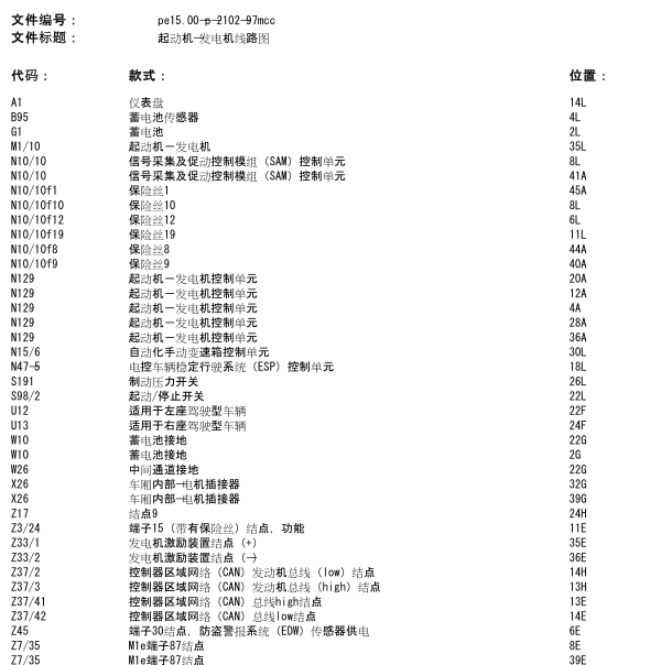 2010年奔驰SMART FORTWO启动发电机控制电路