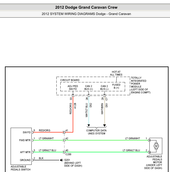 2012年克莱斯勒大捷龙座椅调节电路图