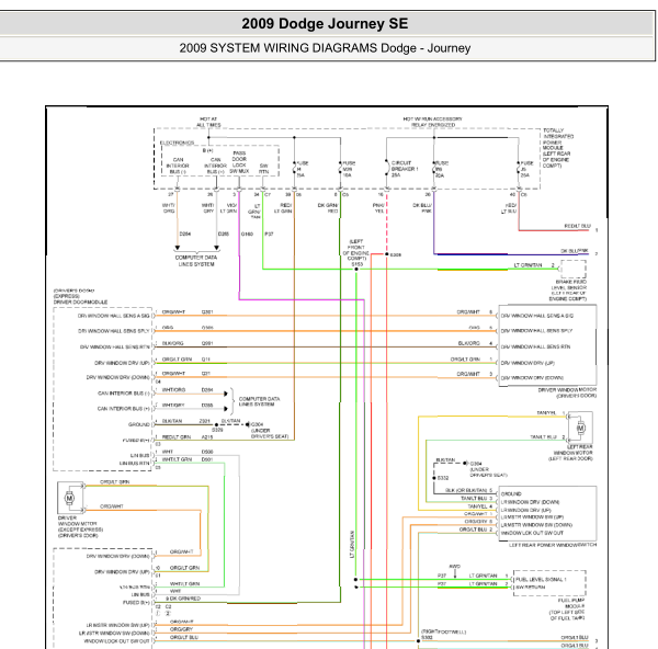 2009年道奇酷威电动车窗电路图