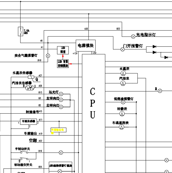 金杯海狮仪表电路图