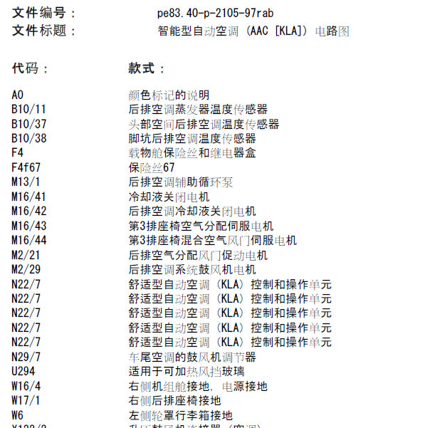 2015年奔驰R320智能型自动空调 (AAC [KLA]) 电路图