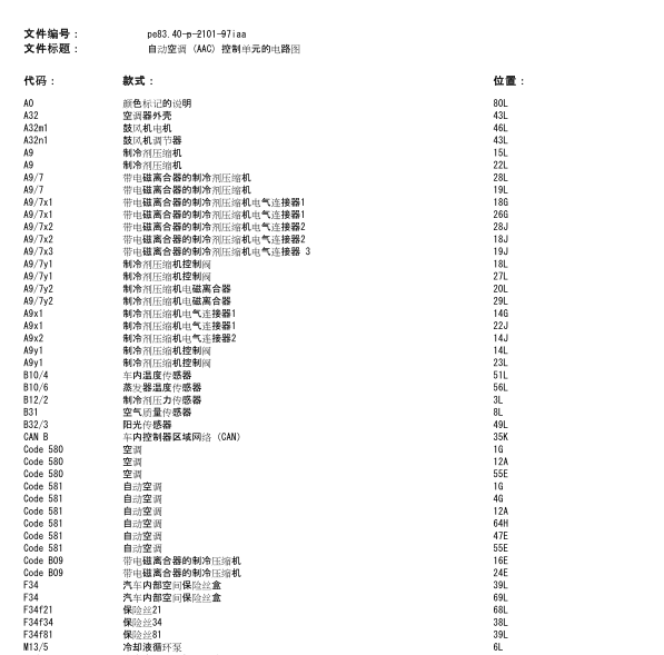 2015年奔驰A180空调电路图